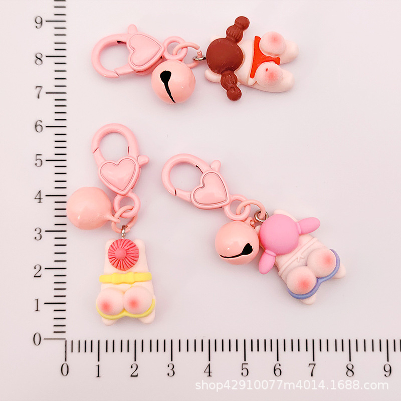 Cute ASS Girl amor llavero mochila de dibujos animados colgante creativo melocotón hip pareja regalo Accesorios al por mayor