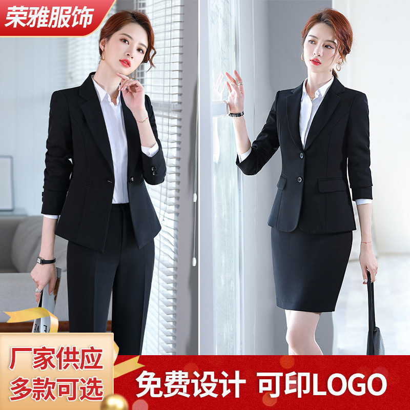 Formal Women's Professional Suit Business Work Clothes Elegant College Student Spring & Fall Black Suit Jacket Women's Large Size Formal Women's Professional Suit Business Work Clothes Elegant College Student Spring & Fall Black Suit Jacket Women's Large Size
