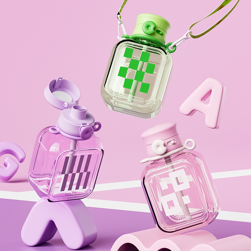 Comercio electrónico transfronterizo red de alto valor creativo portátil de alto rango diagonal cinturón de paja taza de agua de plástico tetera de agua deportiva