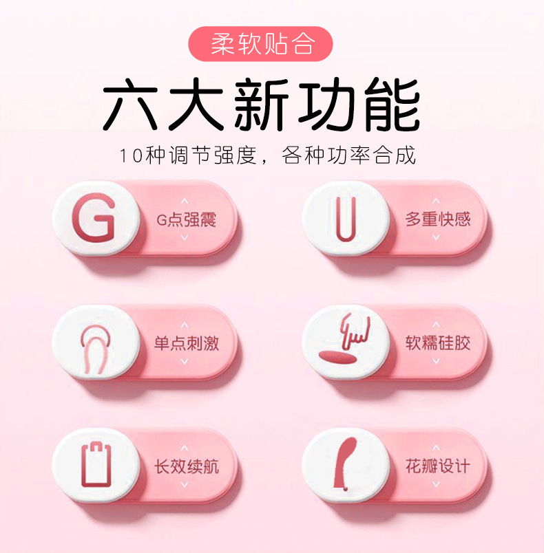 Crown G-Spot Vibrator, Slim Silicone Internal Massager, One-Button Control, Blue or Pink — detail image 2