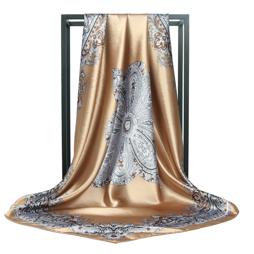 Polyester, Satin Material Women's Vintage Style Ethnic Style Printing Polyester Satin Silk Scarf Kerchief