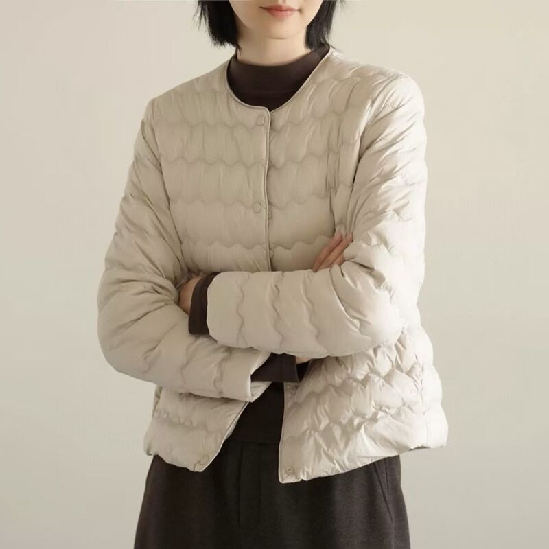 White Goose down Jacket Women's Liner 2025 Autumn and Winter New Style Light and Warm Coat Companion Round Neck Short Jacket Trendy