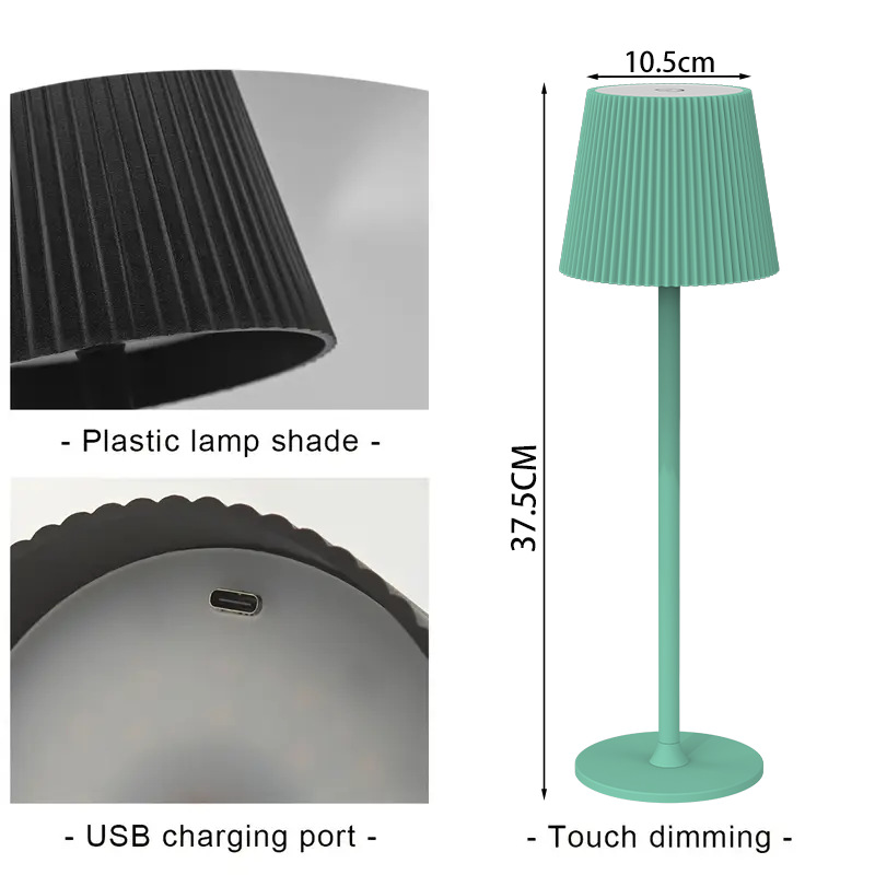 Fabrica directa transfronteriza rayas pie alto redondo lámpara de escritorio base de carga moderna y simple lámpara de atmósfera lámpara de mesa de comedor image 3