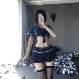 情趣内衣女制服夜店装制服诱惑分体舞台服性感低腰短裙警官制服