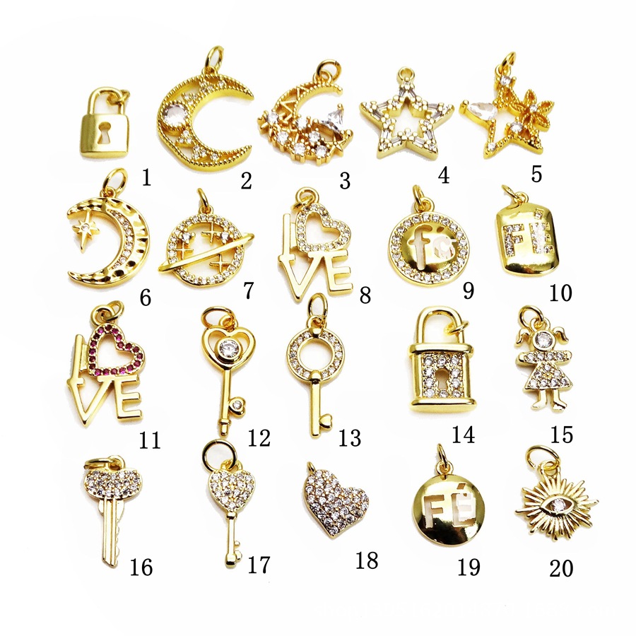 2g Weight Pendant Jewelry Making Type Zircon Inlay Material Copper Chain Material 1 Piece Copper Zircon Heart Shape Pendant