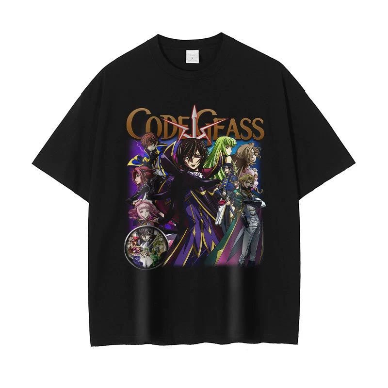 Аниме-бунтарский футболка Лелуш Изношенная состаренная Code Geass ретро короткий рукав свободная футболка