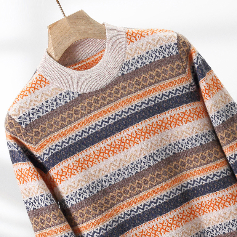 Maglione casual in cashmere jacquard natalizio da uomo in stile maturo leggero, per ragazzi, dimagrante, caldo e casual_voghion.com