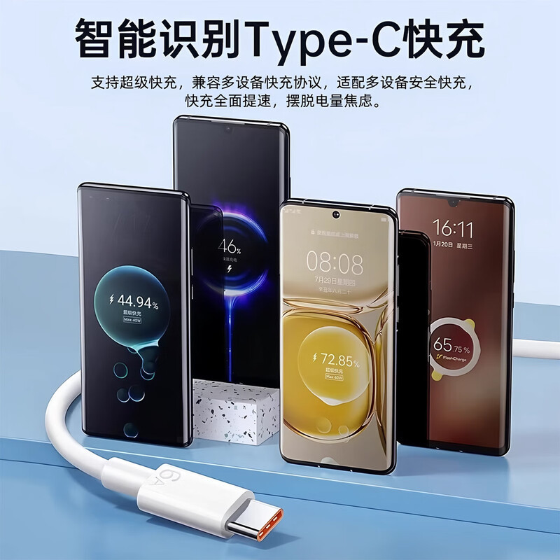 Cargador de teléfono celular 120W compatible con protocolo completo cabeza de carga flash 3C certificado cableado de cargador USB-A