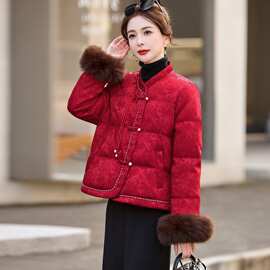新中式时尚单排扣加厚羽绒服女短款2026冬新款国风羽绒服保暖外套