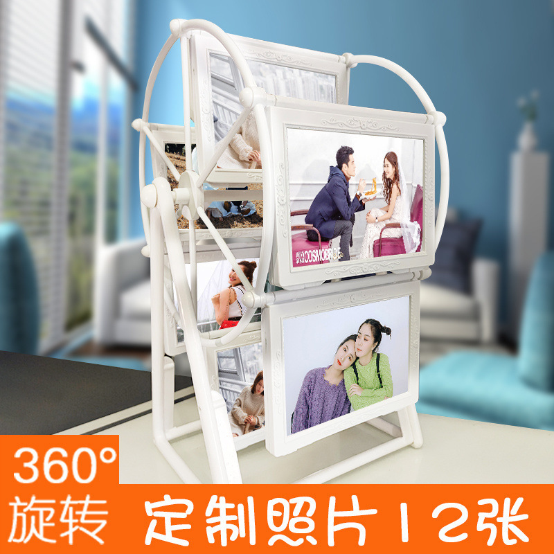 旋转相框5寸7寸摩天轮婚纱儿童摆台创意个性洗照片亚克力相册框架|undefined