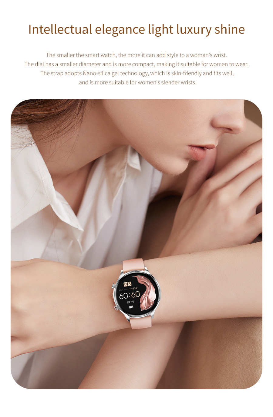 Fashion Smart Watch for Women Make Call AK50 Heart_voghion.com