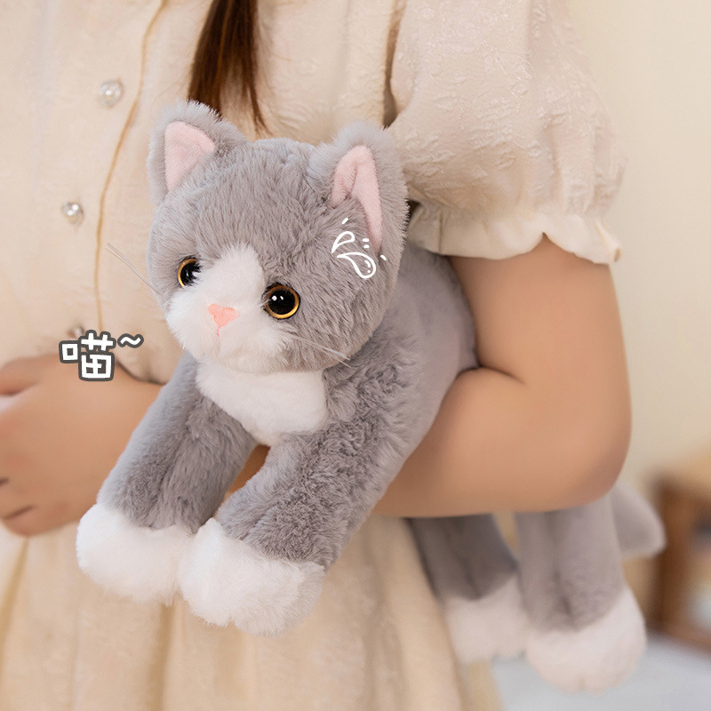 Caricatura lindo gato juguete de peluche muñeca de simulación gato negro muñeca de tela para niños almohada regalo de mascota