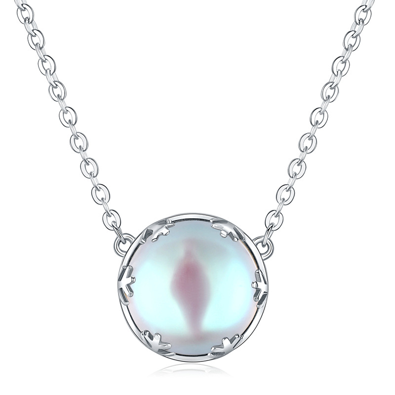 Transfronteriza de la venta caliente de plata 925 Aurora bosque collar Moonstone colgante collar Sentido de diseño cadena de clavícula fuente de productos de fábrica