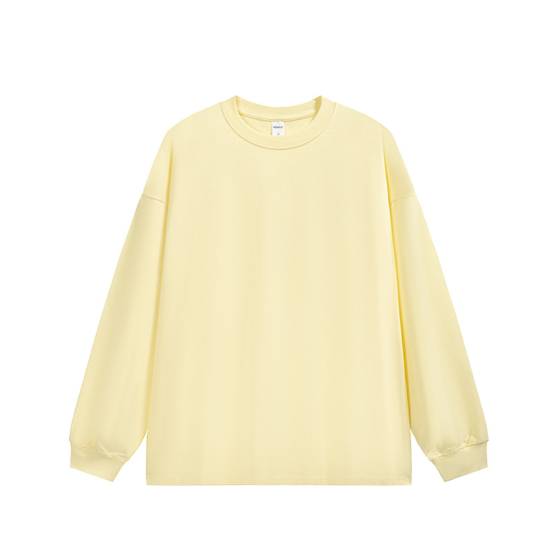 JIEZHAN | 305Gfog カラー長袖 Tシャツ 25 秋アメリカンソリッドカラーコットンルーズカップルボトリングシャツ