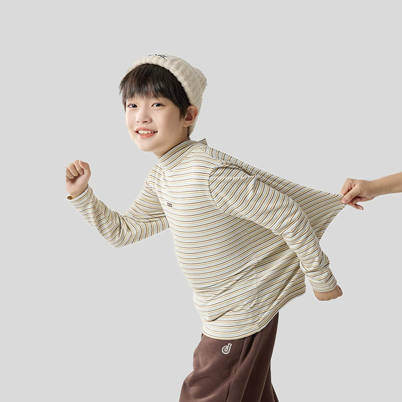 Весенний бархатный детский базовый хлопковый/body-friendly футболка для мужчин и женщин, термобельё, тренд сезона, высокий воротник