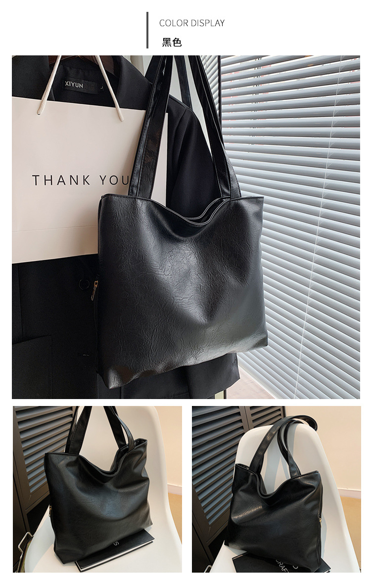 Retro large-capacity tote bag for women, 2024 new style fashionable portable commuting bag for going out, single-shoulder bag for students' classes undefined