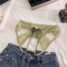 铃铛一响，纯欲登场~法式蕾丝内裤轻奢镂空低腰性感开档三角裤女