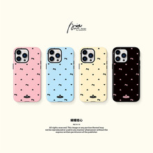 ANMEINICE爱心蝴蝶结适用苹果15promax手机壳12韩国进口圆边二16