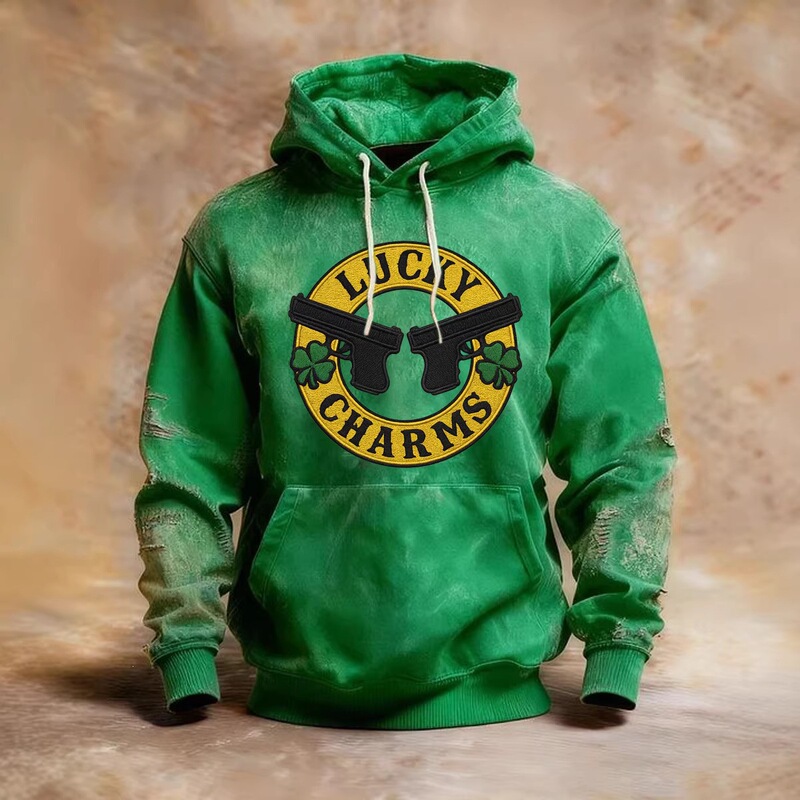 2026 European and American cross-border men's casual hooded sweatshirt with 3D digital print clover green popular spring jacket 2026 European and American cross-border men's casual hooded sweatshirt with 3D digital print clover green popular spring jacket