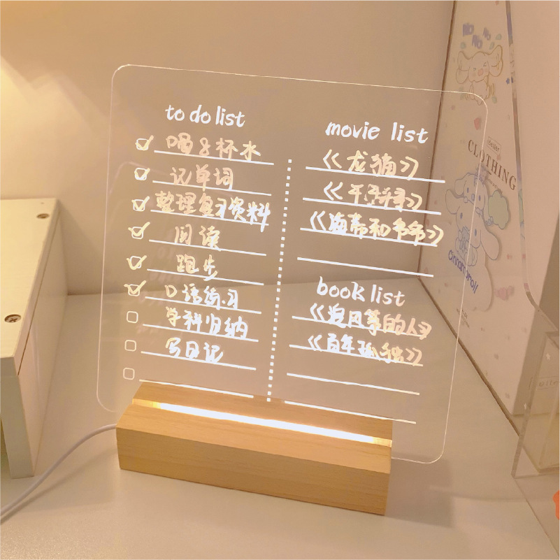 Transparent luminous acrylic writing board student memo board erasable message board household writing board children's drawing board 
