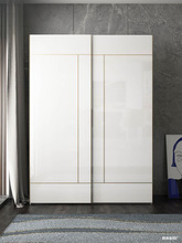 北欧整体轻奢移门衣柜家用简约小户型趟门柜子储物组合两门大衣橱