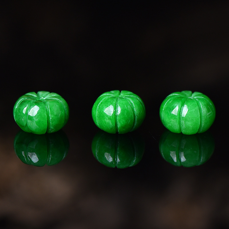 南瓜珠干青翡翠玉髓隔珠背云穿手链文玩手串配珠手工diy饰品配件|undefined