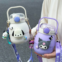 316 children's thermos cup Sanrio Kuromi water cup female high-looking big belly cup outdoor double drinking straw cup