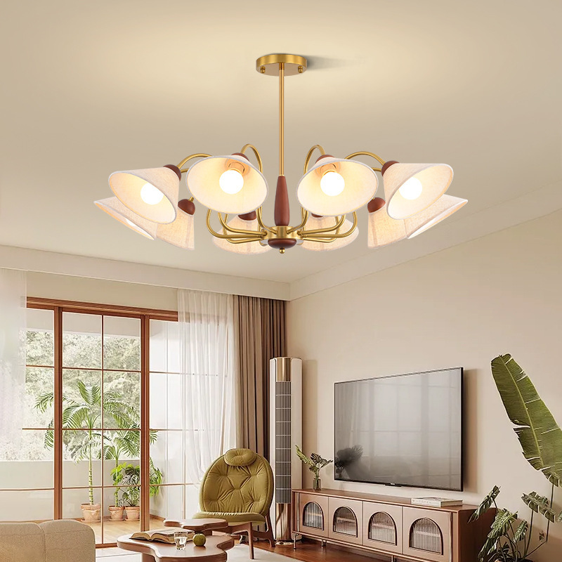 Nuevo estilo retro de nuez de estilo americano de nuez de estilo retro 2025 lámpara de viento antigua del dormitorio, candelabro medieval, sala de estar de alta sensación