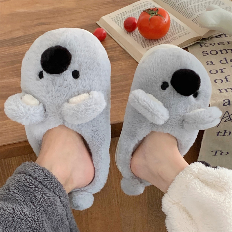 Women's Winter Soft and Cute Closed-Toe Cotton Slippers, Cute Cartoon Koala Plush, Warm and Soft Plush Home Slippers