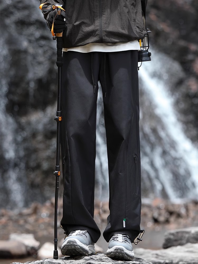 NASA montañismo de la primavera, otoño y invierno para hombres con camelón grueso a prueba de viento, impermeable, pantalones recto para hombres