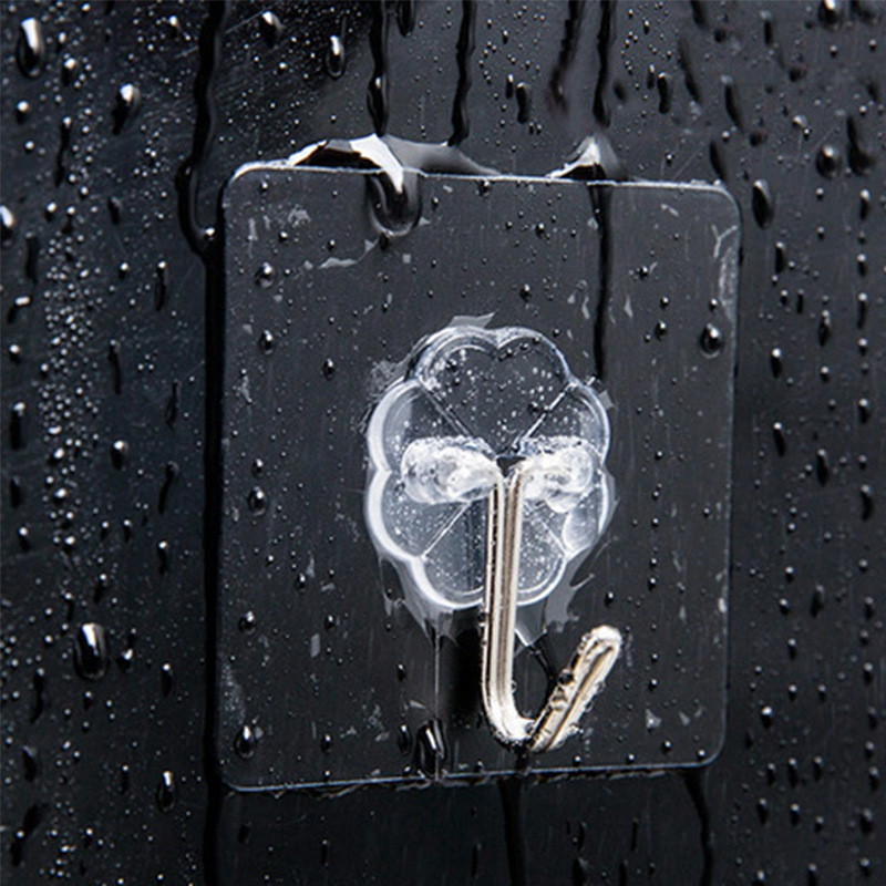 Gancho gancho adhesivo súper al por mayor transparente sin costuras potente ventosa de cocina baño doméstico de plástico fila gancho para ropa