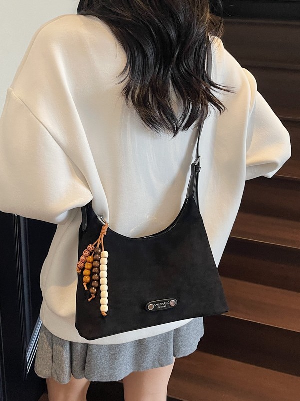 休闲复古麂皮绒包包女式2025新款轻便百搭单肩斜挎包大容量托特包|undefined