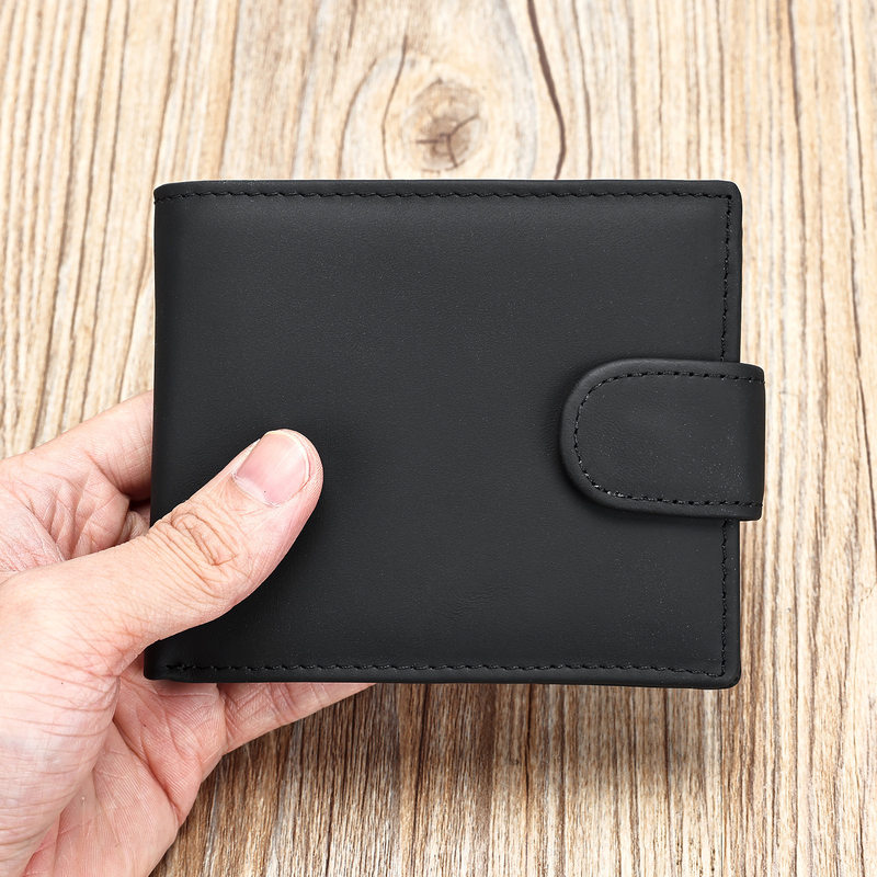 Ví nam da bò thật cao cấp đa chức năng chống quét mã RFID — Cà phê, Màu xám nhám, Vải dệt trơn màu nâu, Vải dệt trơn màu đen