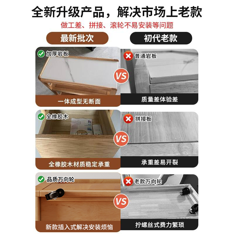 Mesa de té móvil sofá de madera maciza gabinete lateral tabla de roca lateral varias bandas de ruedas mesa de té pequeña sala de estar 2025 nuevo