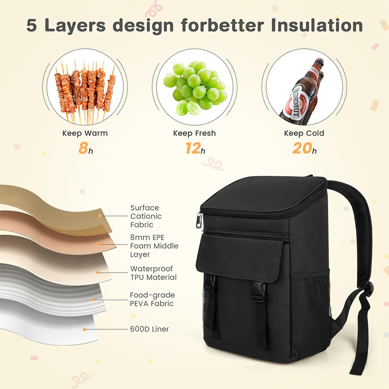 Venta caliente mochila suave aislamiento térmico a prueba de fugas mochila refrigerador portátil picnic camping barbacoa almuerzo mochila