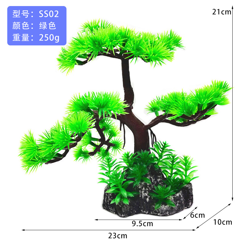 Suministros de reptiles simulación de plantas acuáticas acuario rocalla accesorios de bonsai plato de sushi decoración de pino pesca pescador pino pequeño cocotero