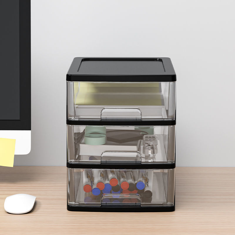 Office Stationery Small Drawer Transparent Desktop Storage Cabinet Student Desk Storage Box Sundries Organize Storage Box