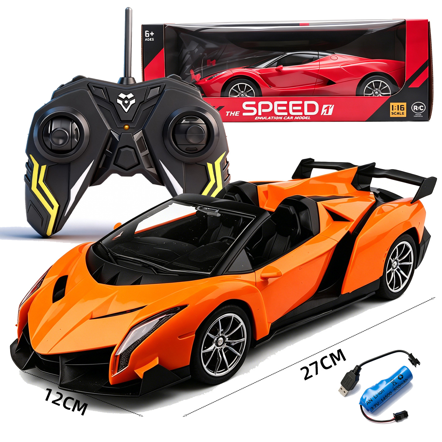 Racing car for boys, realistic minifigure, toy car, high speed remote control car, scale 1:16 3