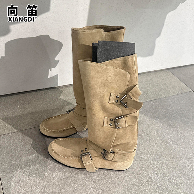 Cowhide Version~Retro Martin Boots for Women, 2026 Autumn and Summer New Style, Popular Western Cowboy Boots, Short Boots, Stacked Boots
