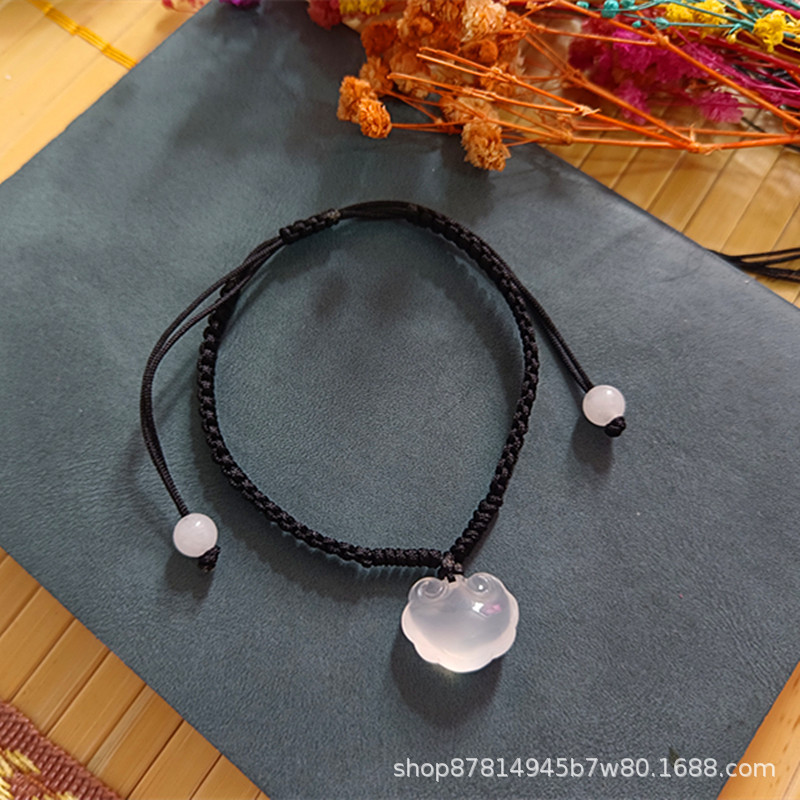 작은 Ruyi 잠금 팔찌 단순 (검은 밧줄 포함)