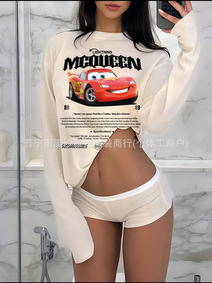 Мультяшный брендовый хлопковый комфортный лонгслив, 100% хлопок, европейский стиль