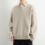 2026秋季青少年宽松圆领长袖针织衫运动风格腈纶面料透气厚款，男装针织衫/毛衣，星座614