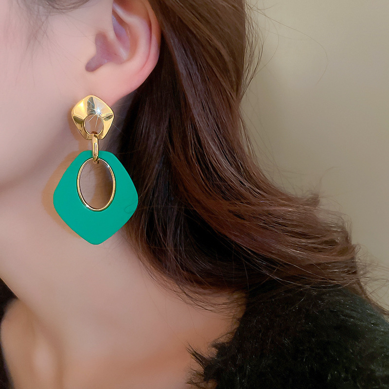 Fashion Geometric Arylic Copper Plating Drop Earrings 1 Pair