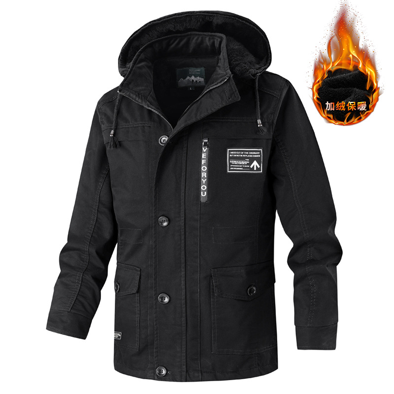 Transfronterizo más tamaño abrigo de algodón de invierno de los hombres de lana forrada acolchado de mediana edad y de edad avanzada de algodón casual marca de moda de media longitud papá desgaste