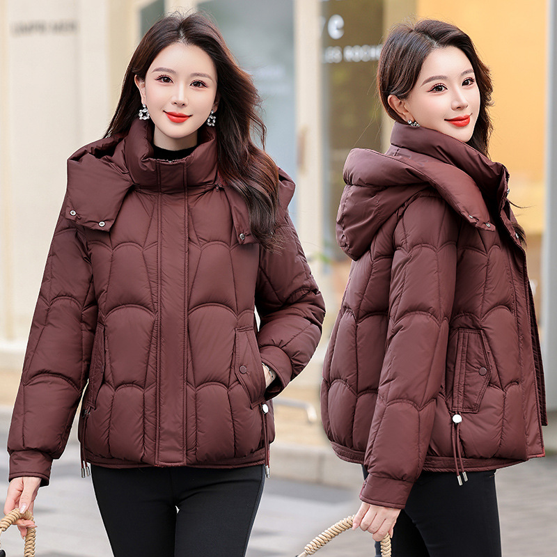 2025 nuevo invierno corto pequeño vestido de algodón de viento fragante con capuzas de pan universal chaqueta de algodón delgada image 2