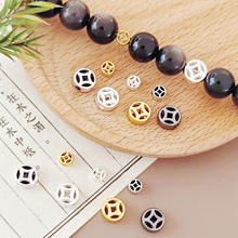 合金配件镂空钱币手链铜钱隔珠转运珠红绳手串配珠diy饰品挂件