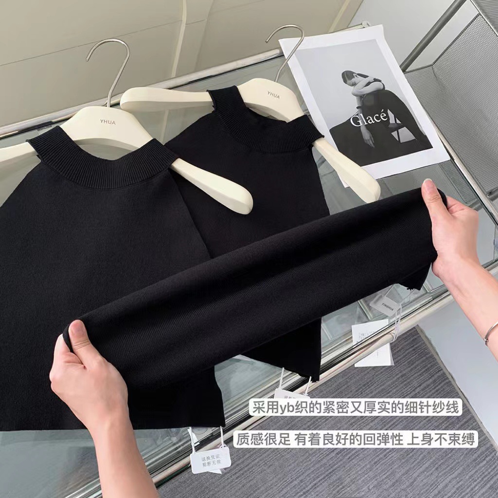 Verano de las niñas nuevo Chaleco Corto Negro estilo coreano slim fit Halter de los niños medianos y grandes color sólido a juego moda