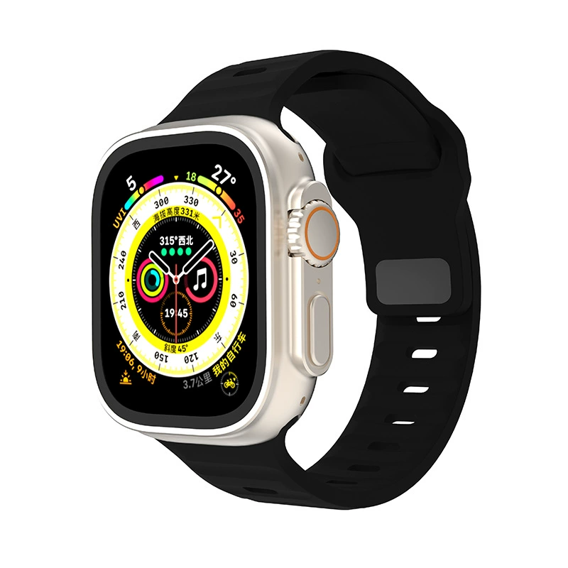 Подходит для Apple Watch Ultra9876543210 поколения SE, спортивный силиконовый ремешок с квадратной пряжкой и бриллиантами, новая модель