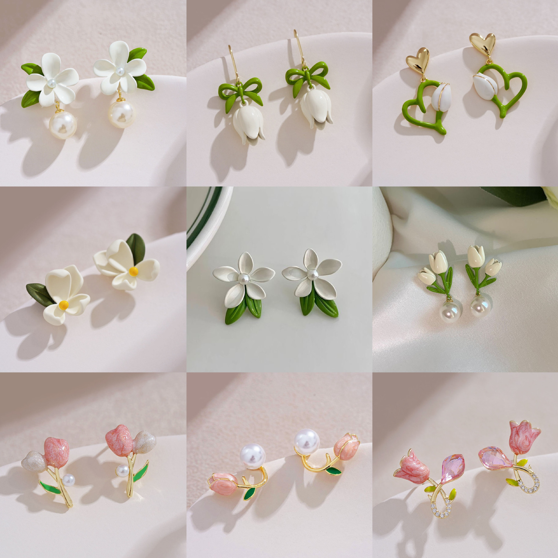 french sweet fresh flower earrings special-interest design simple graceful mori style gardenia pearl earrings earrings