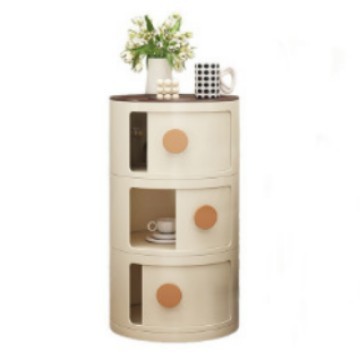Gabinete lateral del sofá, gabinete lateral, gabinete de almacenamiento creativo redondo, dormitorio doméstico, estilo crema, mesita de noche pequeña simple